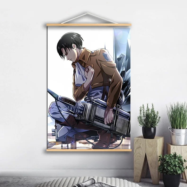 Настенный постер с Аниме Манга Леви Акерман холст картина из массива дерева