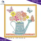 Цветочный горшок Joy Sunday, домашний декор H834, счетный штампованный цветочный горшок и бабочка, рукоделие, Набор для вышивки крестиком