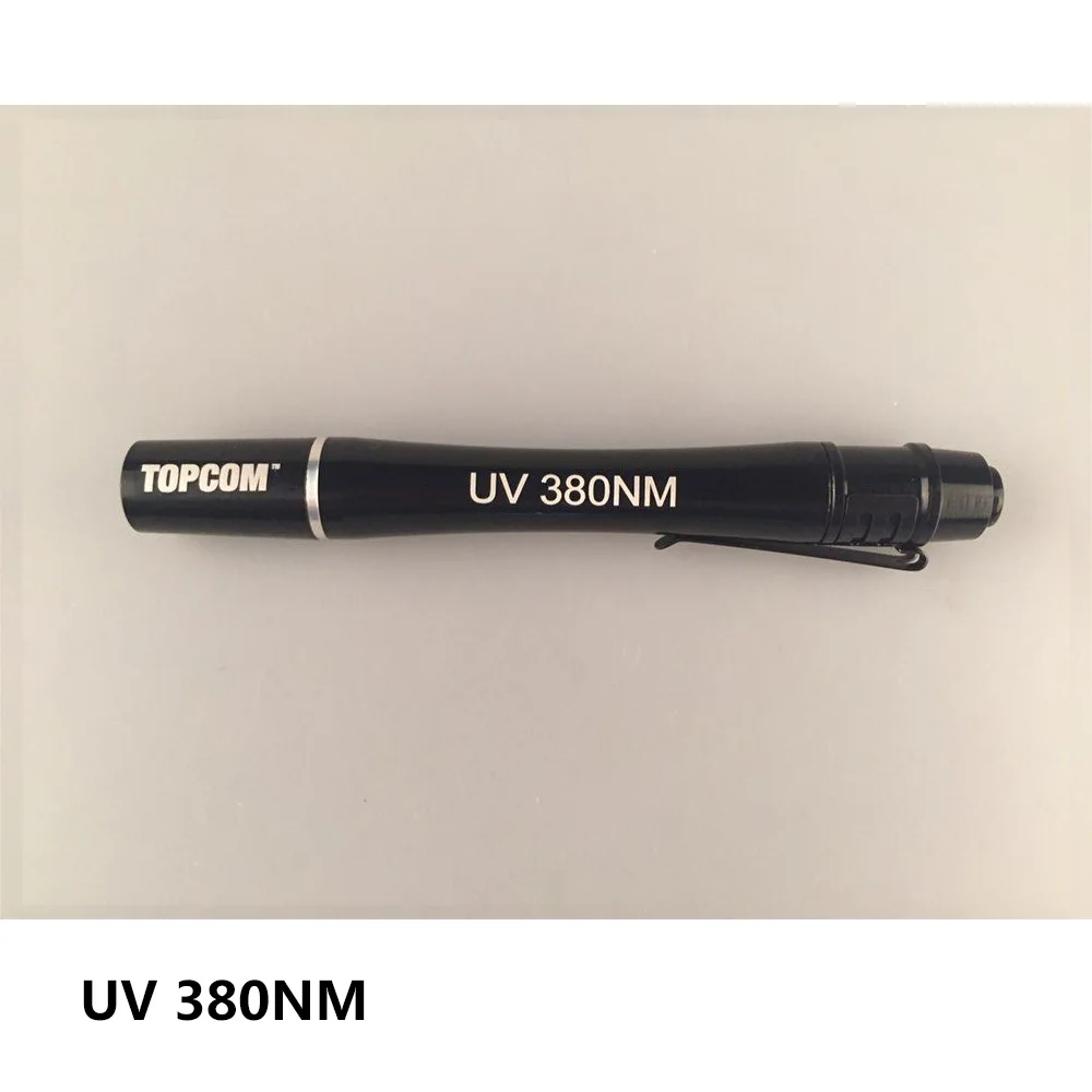 UV 380nM TopCom ручка фонарик 395nM 380nM 365nM УФ освещения мини детектор валют Алюминий деньги осмотр UV LED ультрафиолетовый фонарик - Испускаемый цвет: UV 380nM