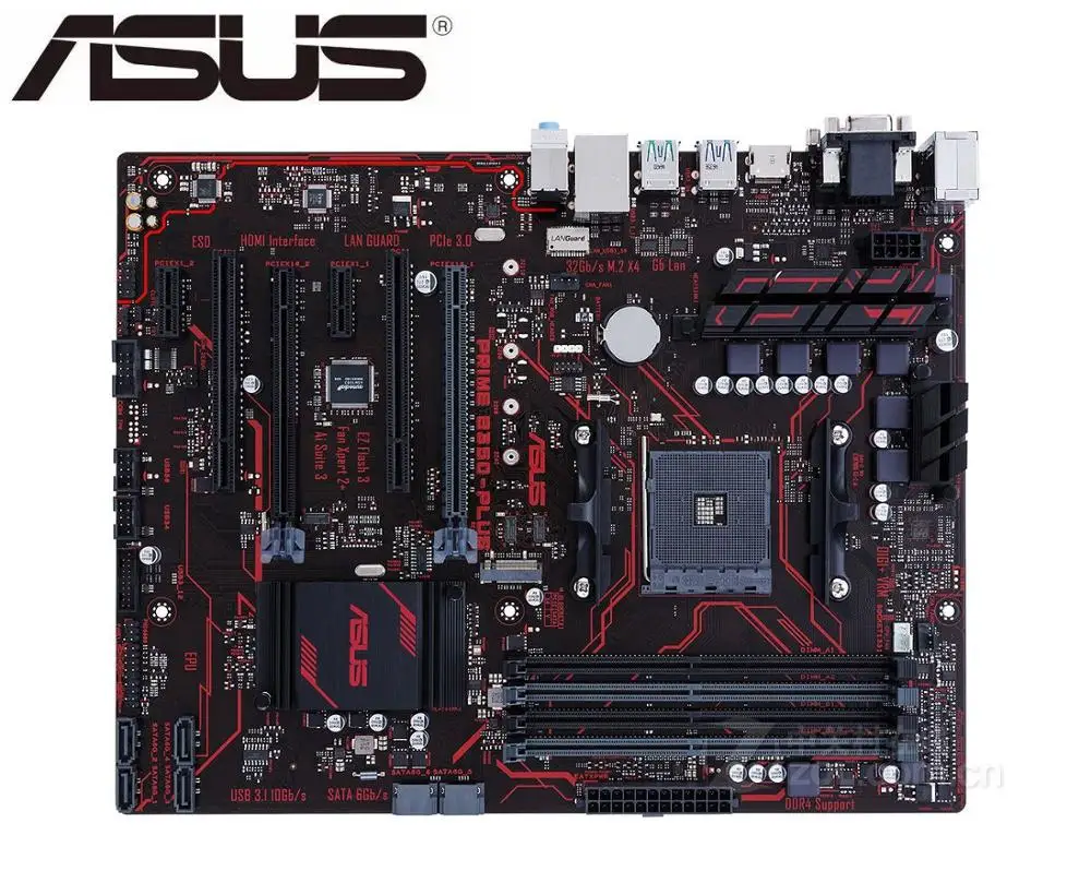 Оригинальная материнская плата ASUS PRIME B350-PLUS B350 с разъемом AM4 M.2 DDR4 64GB USB3.0 USB3.1, материнская плата SATA3 для настольных ПК