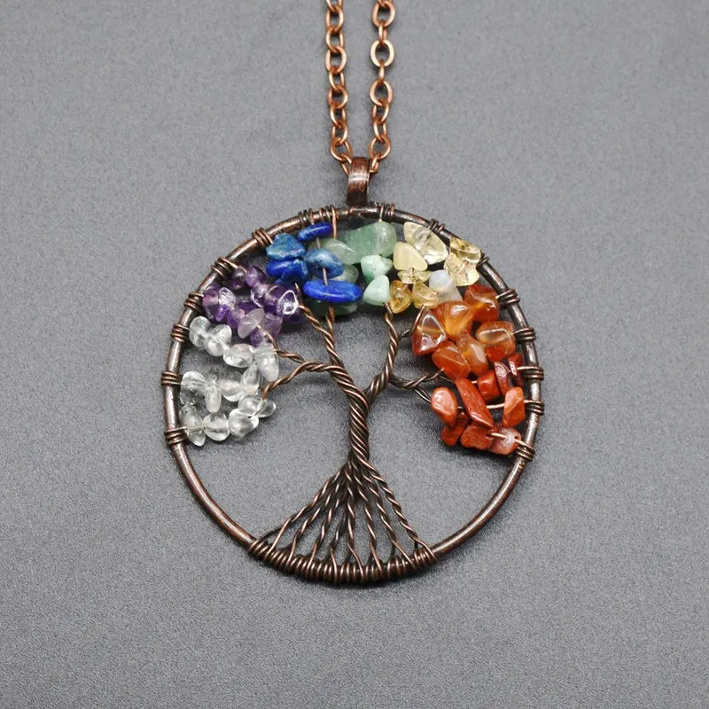 Дерево жизни кристалл круглая маленькая подвеска кулон золотой и серебряный