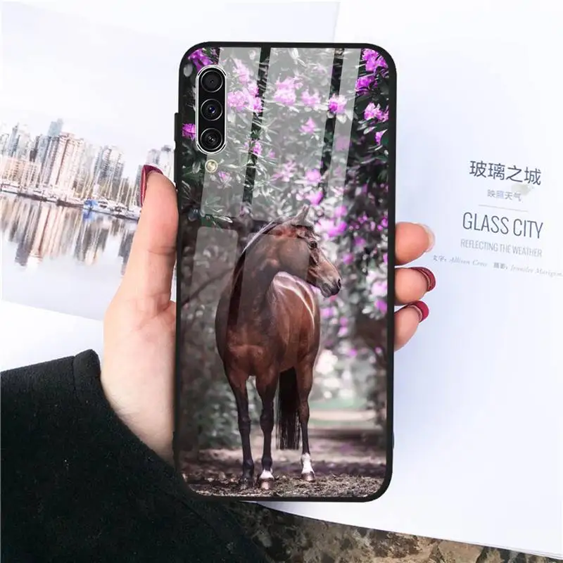 

Handsome Horse Animal Phone Case Tempered glass For Samsung S20 Ultra S7 edge S8 S9 S10 e plus note8 9 10 pro