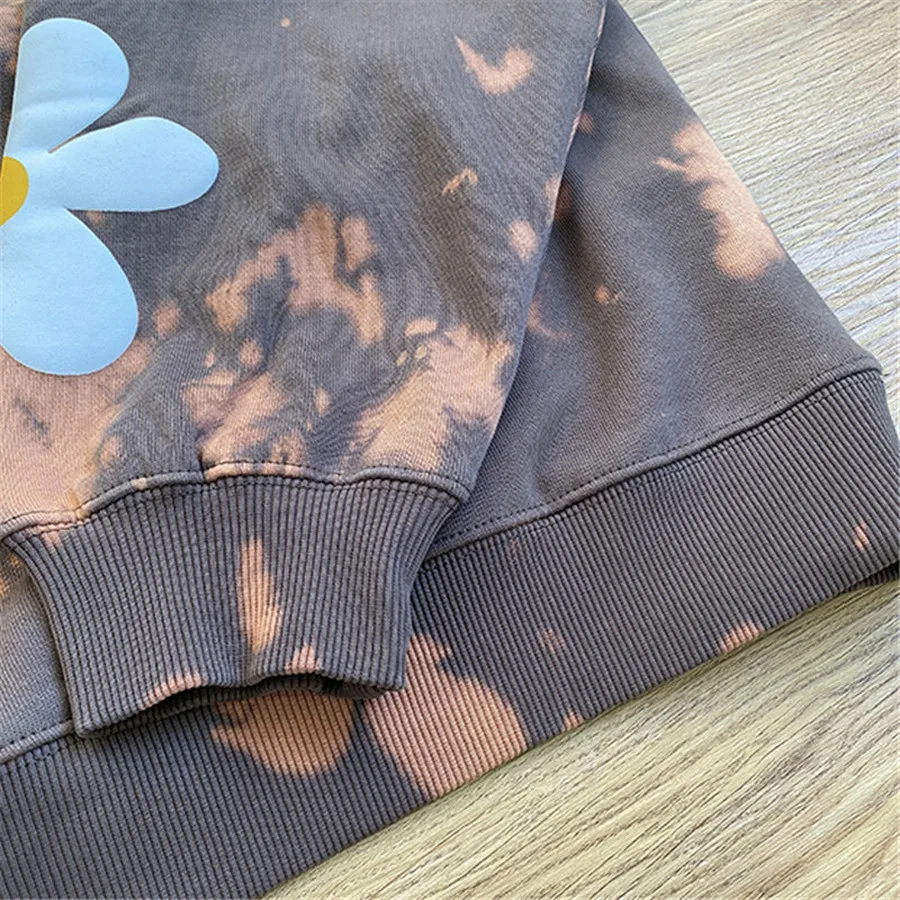 

Tie dye Foaming Printing Cactus Sweatshirts Men Women Old Wash Hoodies Crewneck clothes harajuku streetwear