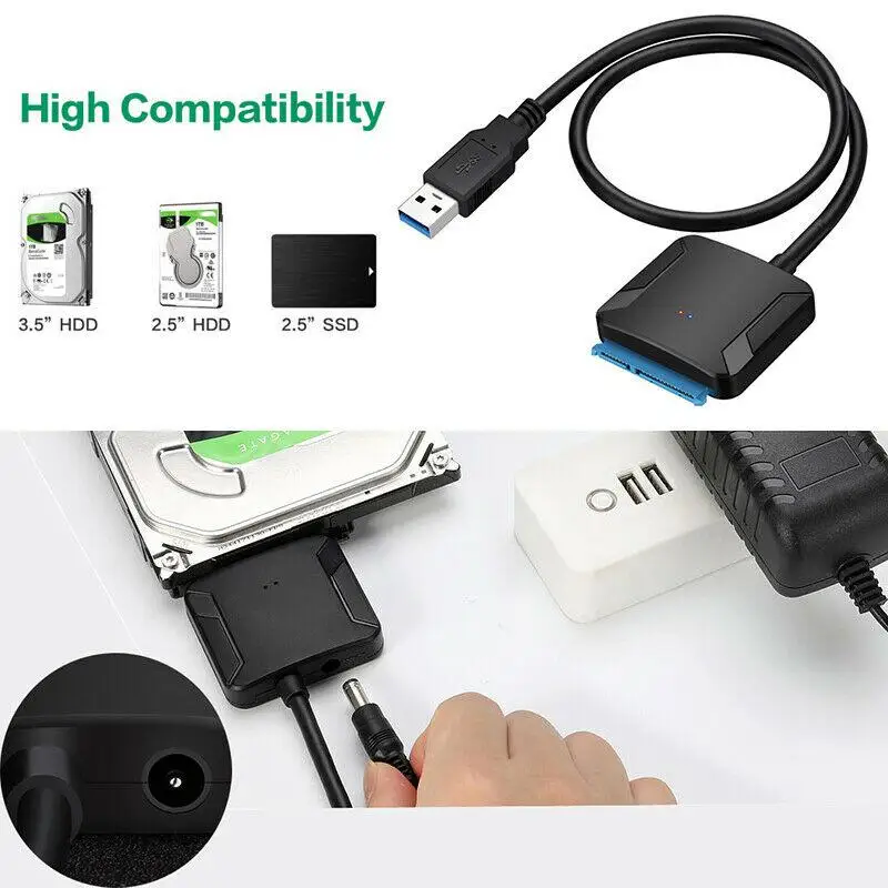 

Переходник с SATA на USB 3,0, 12 В/2 А, адаптер питания с американской вилкой