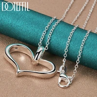 doteffil 925 sterling silver heart pendant necklace 16 30 inch chain for woman fashion wedding engagement party charm jewelry