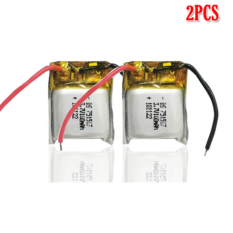 2pcs 3,7 в 100 мАч 751517 литий-ионная аккумуляторная батарея для Cheerson CX-10 CX10 CX12 JJ820 V646 V676 JJ810 RC вертолет RC Квадрокоптер - Цвет: 2pcs