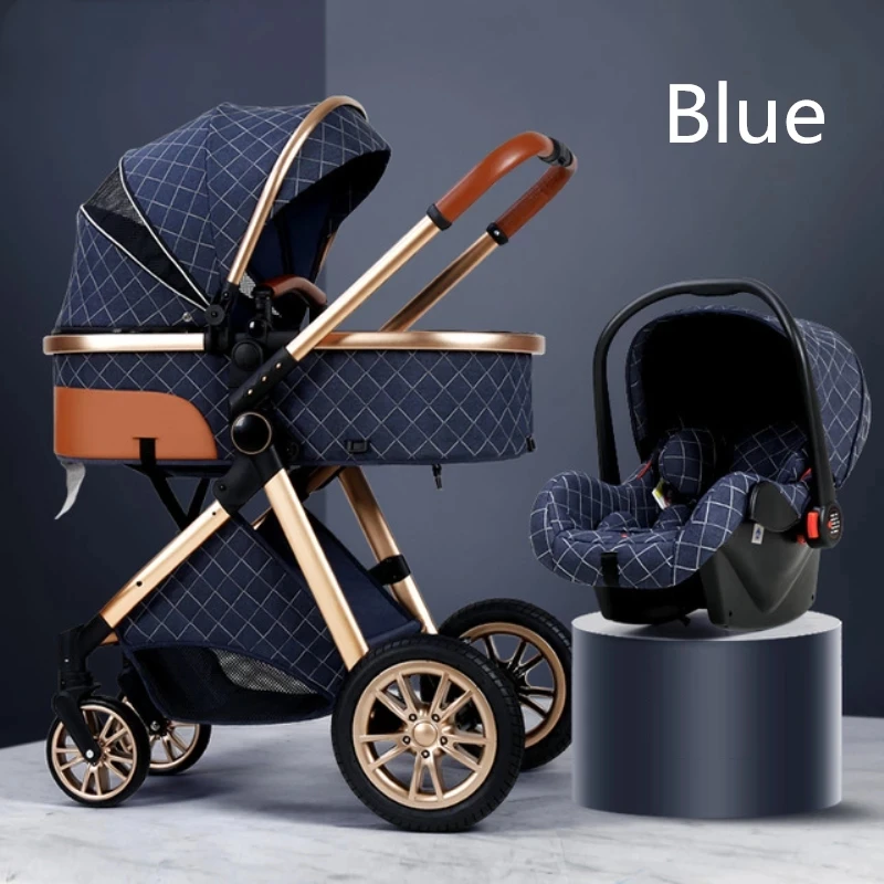 

3 in 1 Baby Stroller Luxury Baby Pushchair Aluminum Frame Car High Landscape Baby Carriage Folding Kinderwagen Pram with Gifts