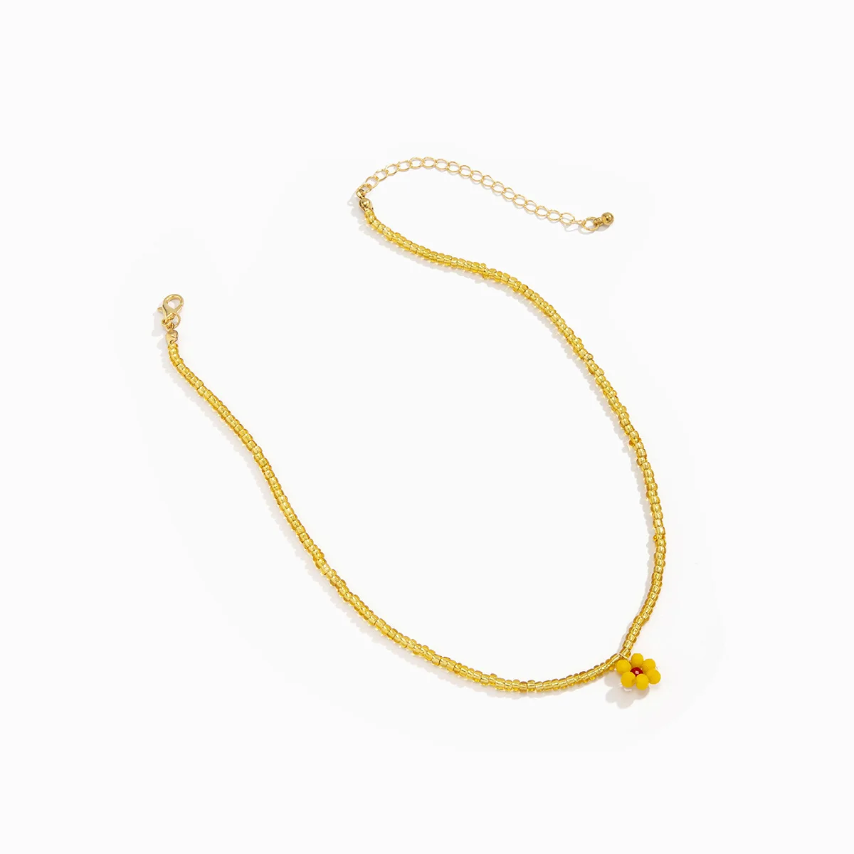 

Korea Lovely Daisy Flowers Colorful Beaded Charm Statement Short Choker Necklace for Women Vacation Jewelry Wedding Gift