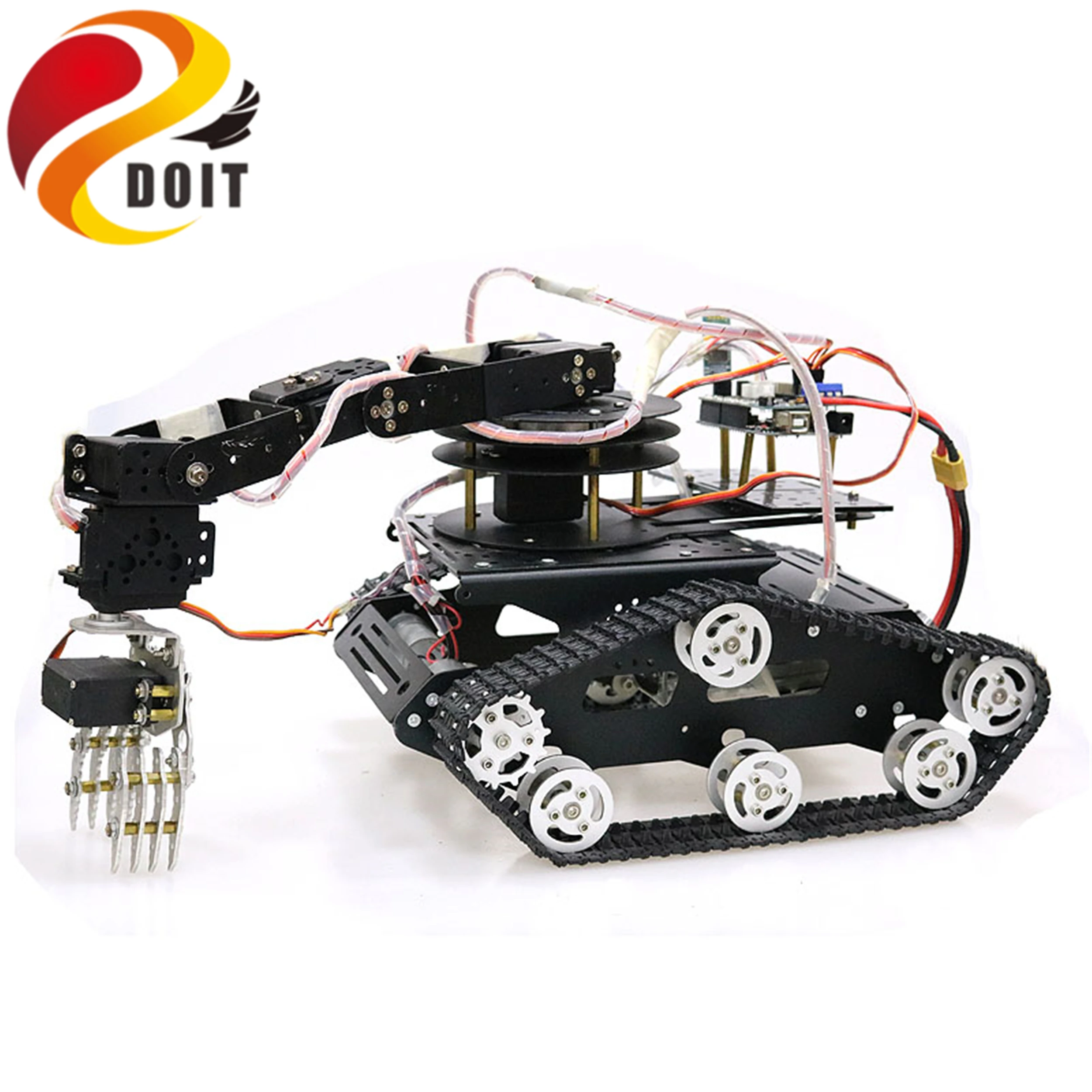 szdoit tam metal 6 eksenli robot kol tutucu y100 akilli tank sasi kiti 6dof arac robotik 6 adet servolar arduino icin 0 off
