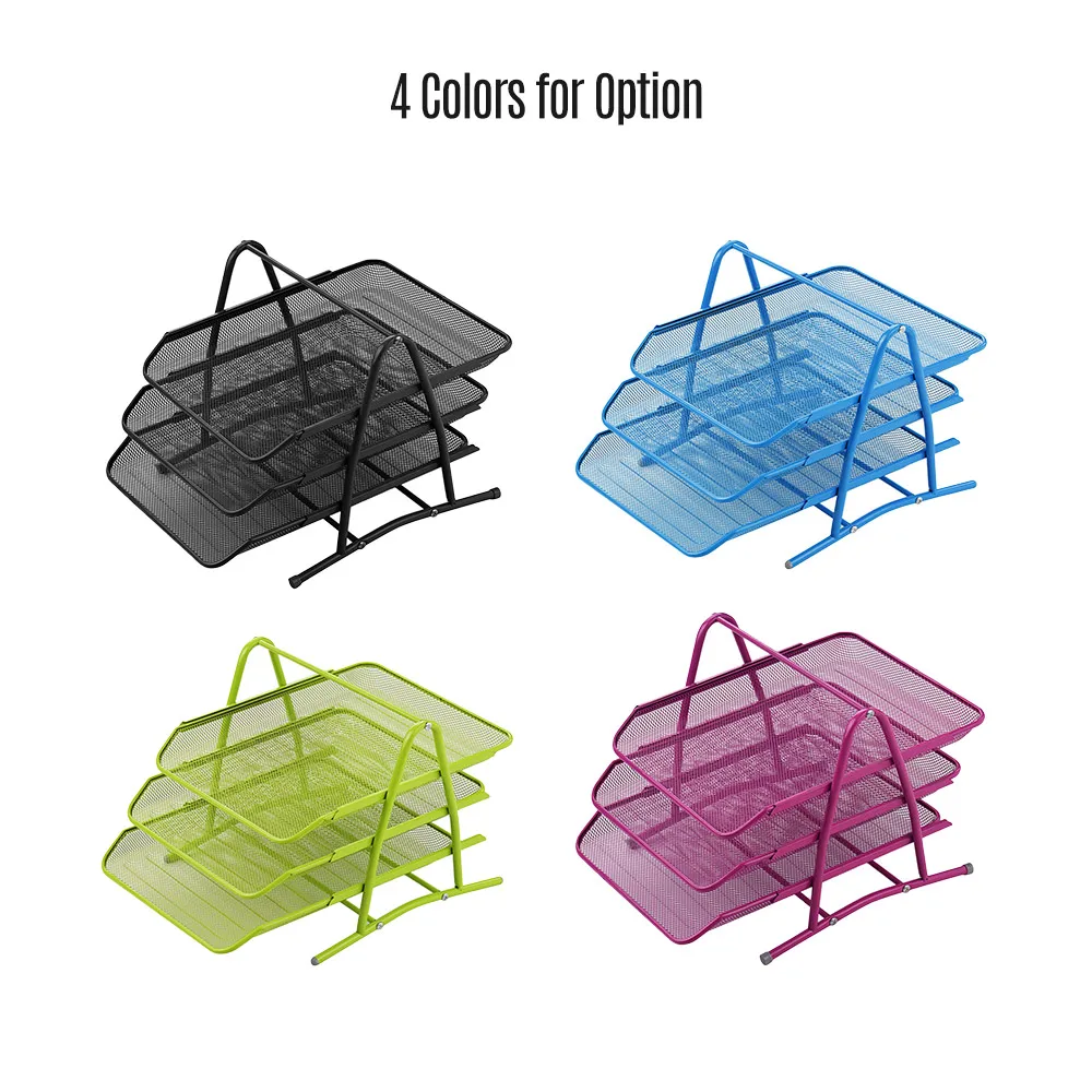 3 х уровневый металлический офисный Настольный органайзер полка сетчатый файл