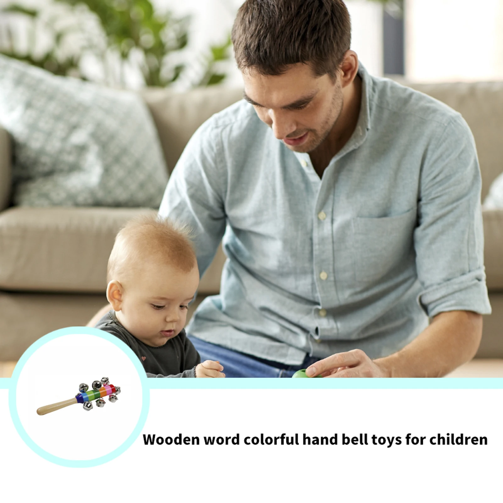 

Baby Rattle Toy Vivid Color Rainbow Handle Wooden Bells Jingle Stick Shaker Rattle Baby Kid Children Musical Toy Babys Kids Toys