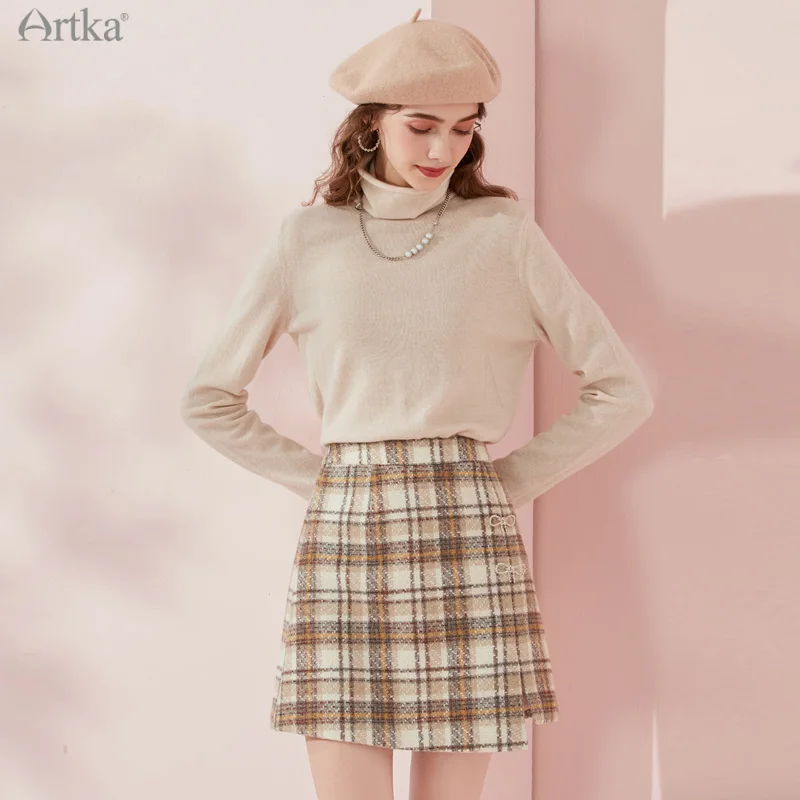 Женский кашемировый трикотажный свитер ARTKA разноцветный мягкий Трикотажный с