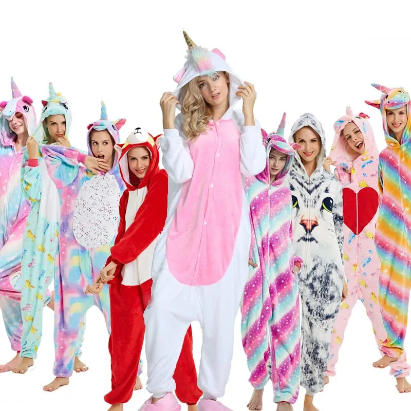 Осень зима 2020 фланелевый комбинезон с капюшоном для взрослых женщин и мужчин