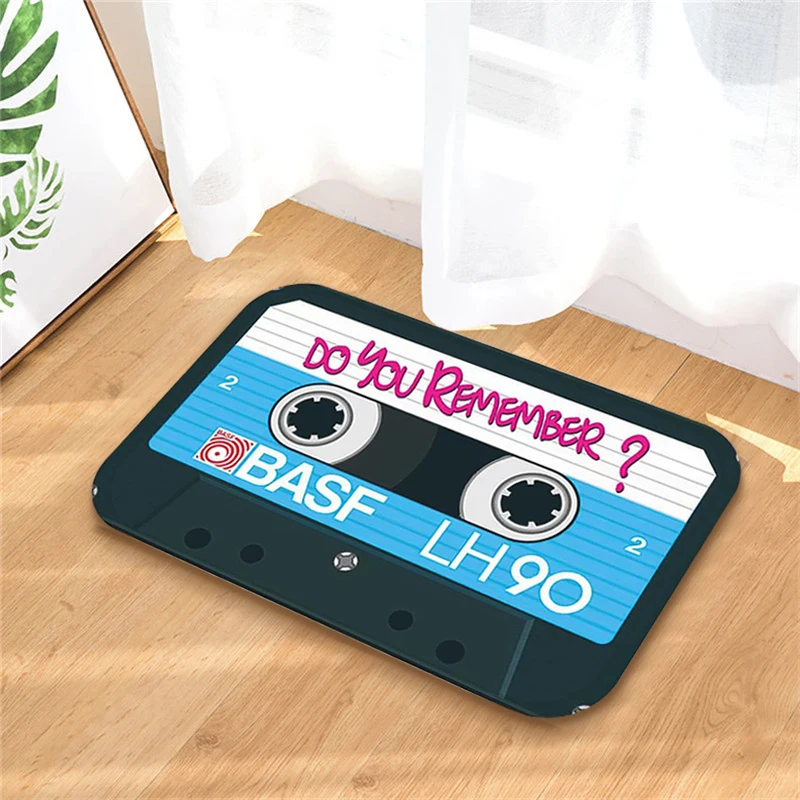 

Vintage Music Tape Door Mat Anti-Slip Absorbent Living Room Kitchen Entrance Rug Creative Vacuuming Floor Carpet Home Decor