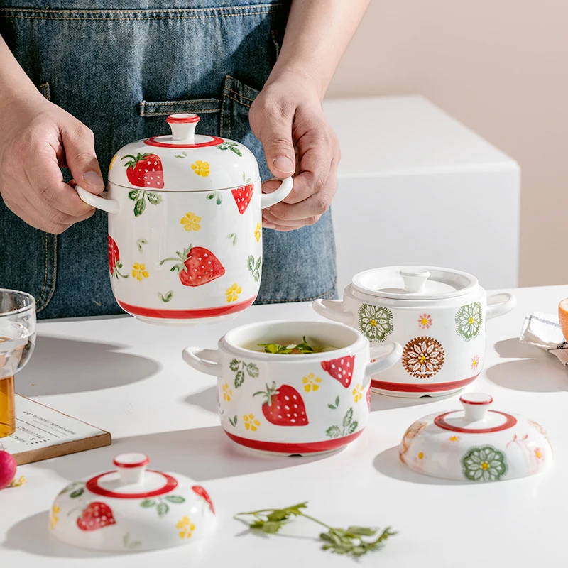 

Mini Creative Ceramic Round Soup Bowl Hand Painting Household utensilsï¼ˆlarge capacity ï¼‰