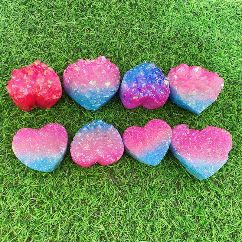 Хит продаж кристаллы Aura кластеры в форме сердца различные для украшения SYY | Дом и