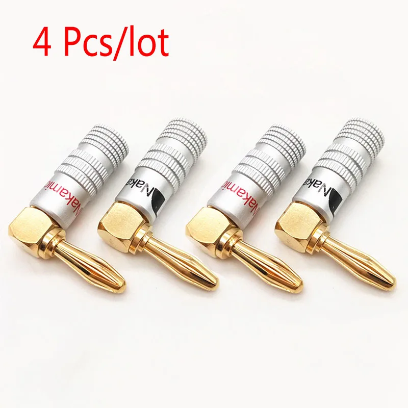4 мм разъем типа банан 90 градусов аудио динамик Amp позолоченный медный звуковой