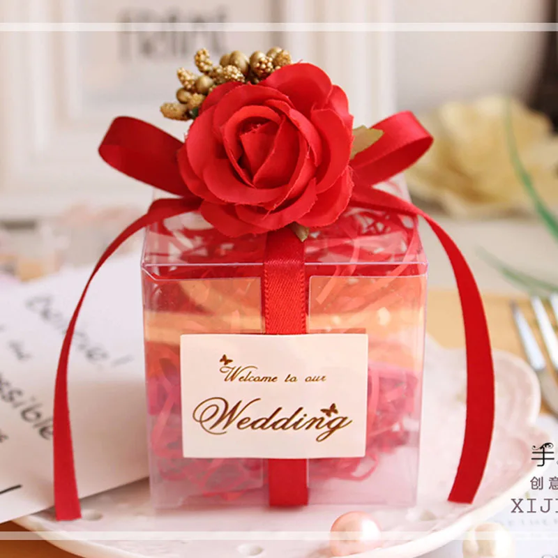 Red 50pcs 50 шт./лот романтические конфеты коробка ПВХ прозрачная Свадебная подарочная коробка baby shower для мальчиков и девочек Подарочные коробки упаковка сумка вечерние принадлежности - Цвет: Red 50pcs