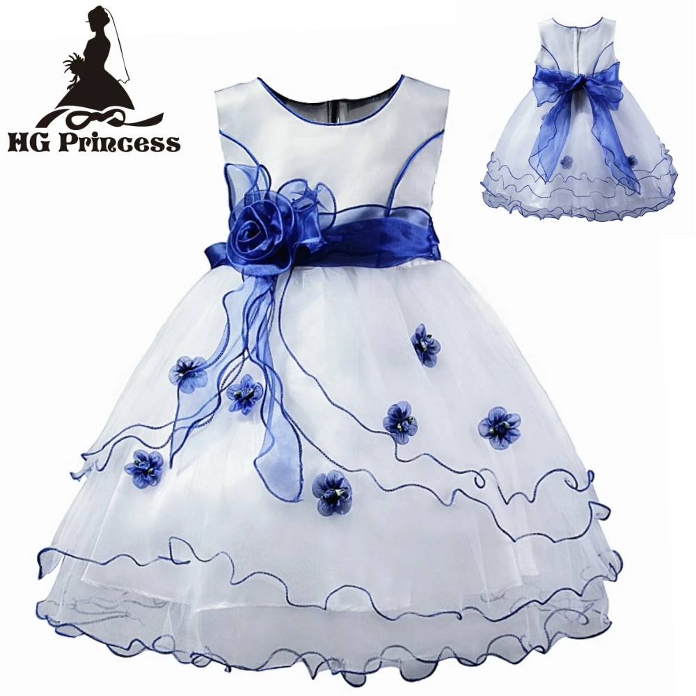 Пышное платье детское официальное бальное для девочек лоскутное с цветочным