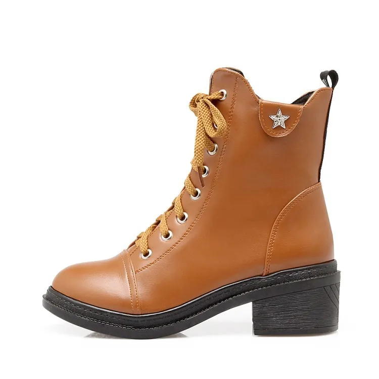 Женские ботинки до середины икры женские зимние со шнуровкой и высоким