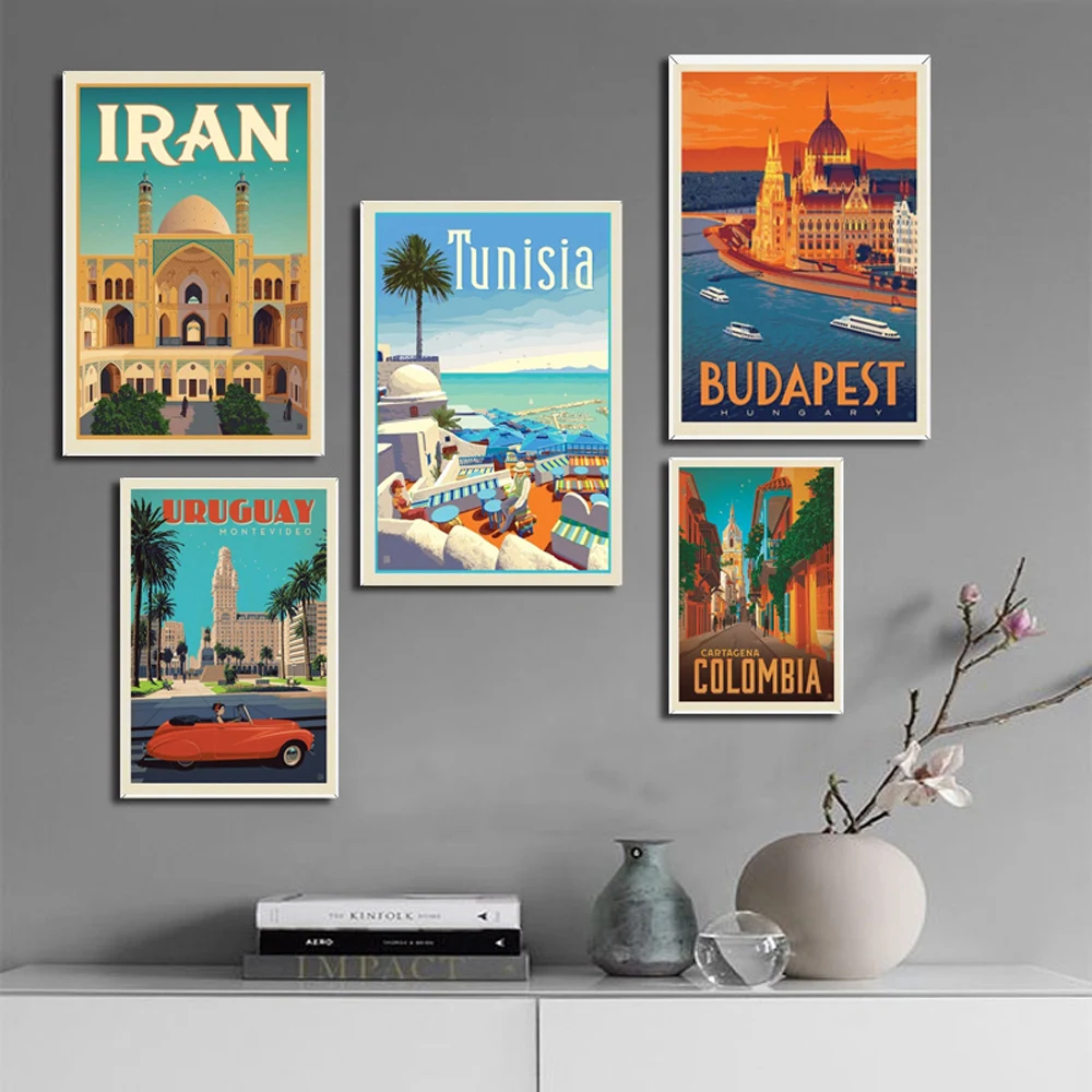 Тунис Колумбия путешествия город мир винтажная картина маслом на холсте