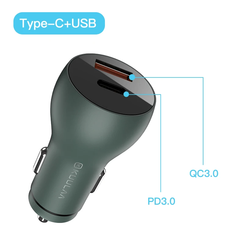 KUULAA Quick Charge 3,0 36 Вт двойное автомобильное зарядное устройство USB для Xiaomi Mi 9 huawei P30 Pro QC3.0 QC 3,0 Автомобильное быстрое зарядное устройство для телефона - Тип штекера: Dual QC3.0 Navy Blue