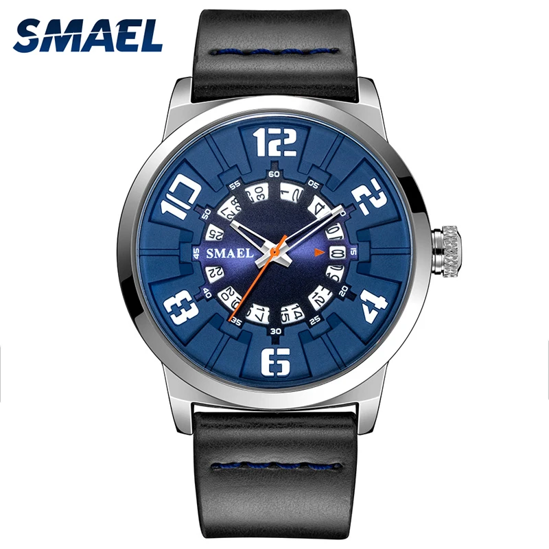 

SMAEL Men's Watches Casual Thin Leather Ultra Date Quartz Analog Display Luxury Brand Genuine Man Watch Reloj Hombre