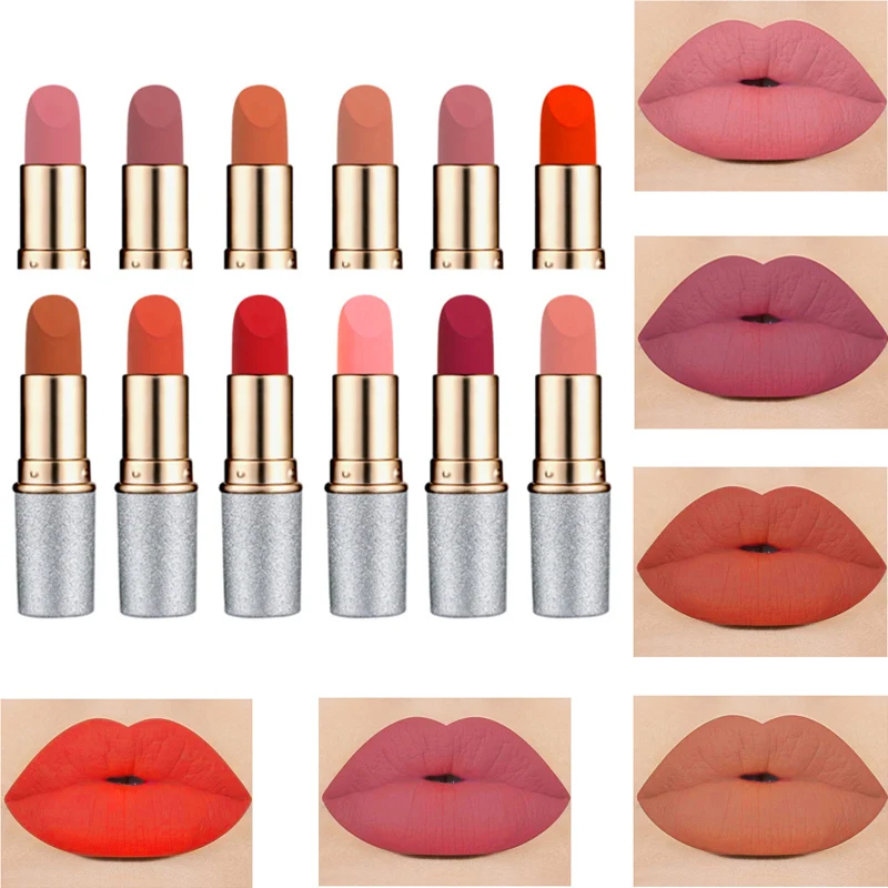 12 цветов матовая губная помада водостойкая Длительное Действие макияж