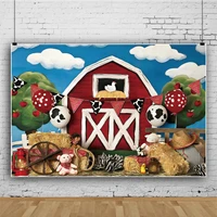 laeacco rural farm birthday scene party blue sky white clouds backdrop for photography straw banner photo background photostudio