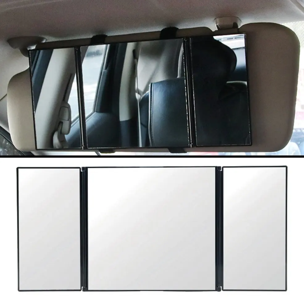 

Car Vanity Mirror 3 Section Folding Cosmetic Mirror Auto Sun-shading Car Visor Mirror Adjustable Auto Makeup Mirror