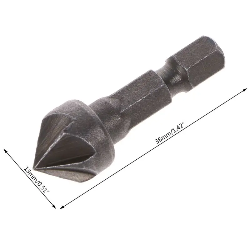 

6 Flute Countersink Drill Bit 90 Degree Point Angle Chamfer Cutting Woodworking Tool