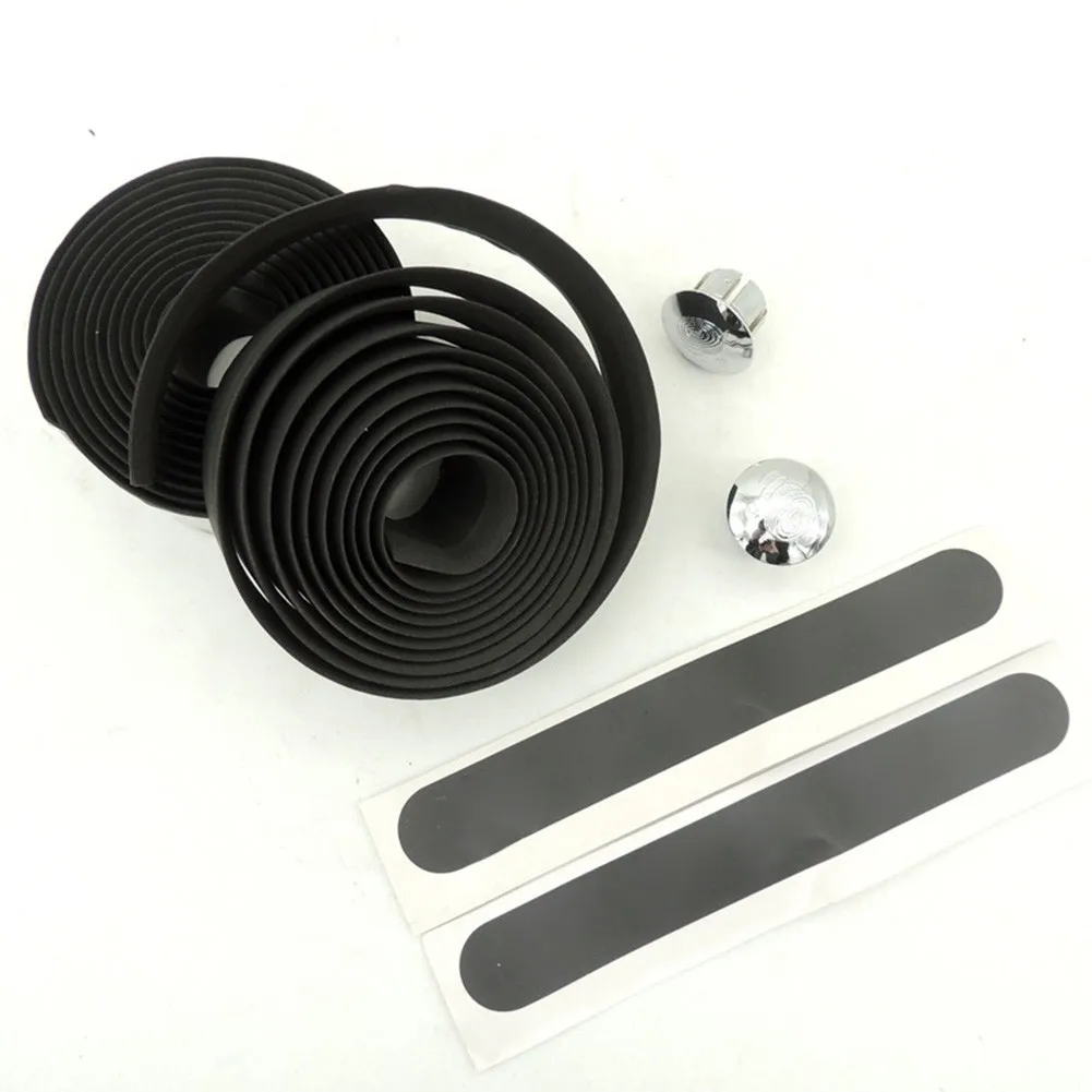 

1 Pair Bike Handlebar Straps PU Leather Bar Tape+stoppers+double-sided Tape Bicycle Road Bike Texture Perforated Handlebar Belt