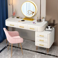 luxury dressing table with mirror vanity makeup 4 colors artificial marble velvet drawers for mirrored dresser furniture bedroom
