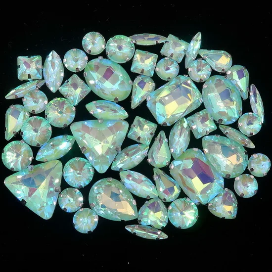 A5 Peridot AB 50 шт./пакет формы Смешанные Серебряные Настройки когтей радуги и желе конфеты AB стекло кристалл для нашивки свадьбное платье со стразами обувь сумки diy - Цвет: A5 Peridot AB