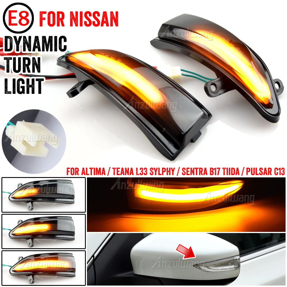 

2pcs Side Wing Scroll Dynamic Blinker Turn Signal Light For Nissan Altima Teana L33 Sylphy Sentra B17 Tiida Pulsar C13