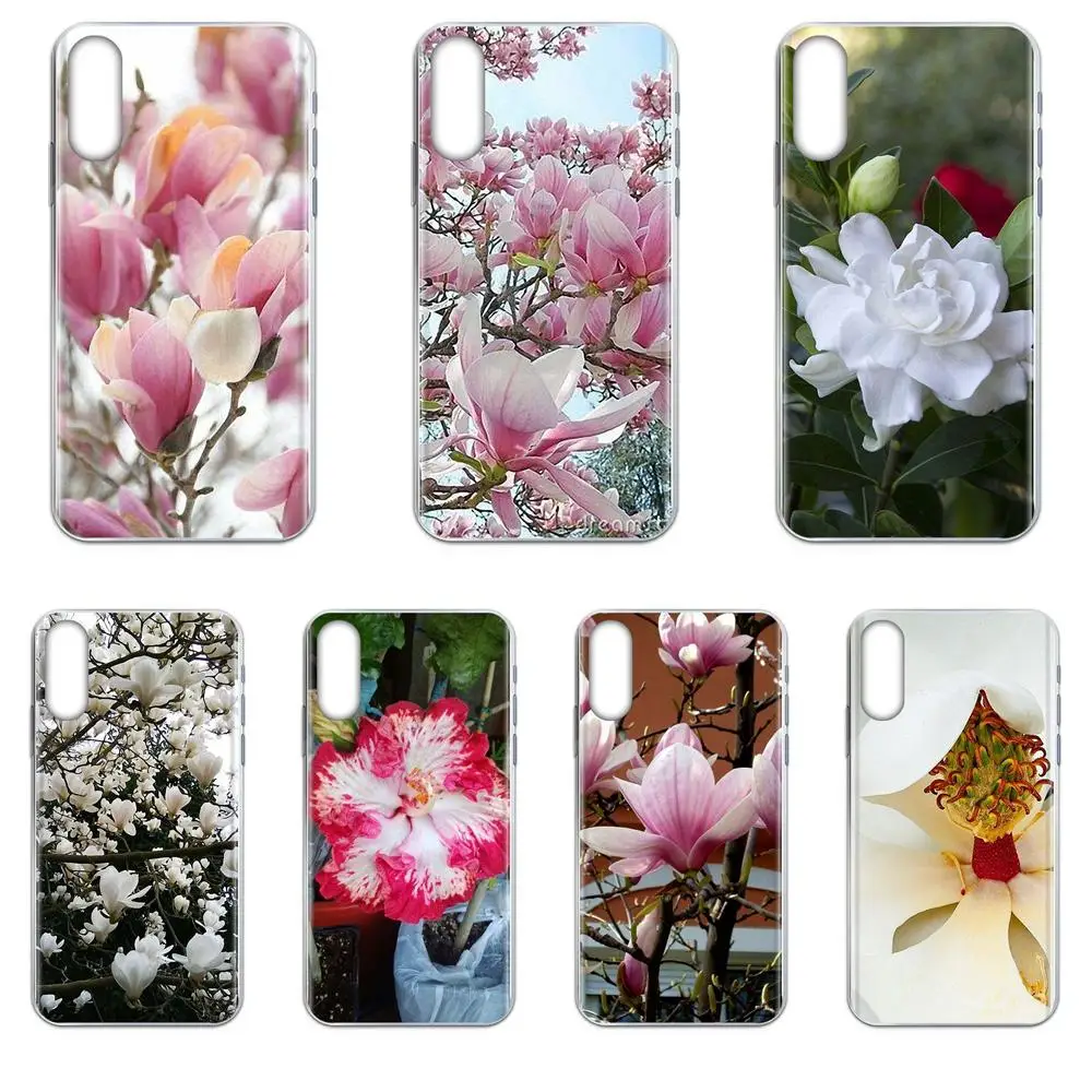 Для iPhone 11 Pro 4 4S 5 5S SE 5C 6 6S 7 8 X XR XS Plus Max Новый чехол черный телефон Magnolia Bloom|Бамперы| |