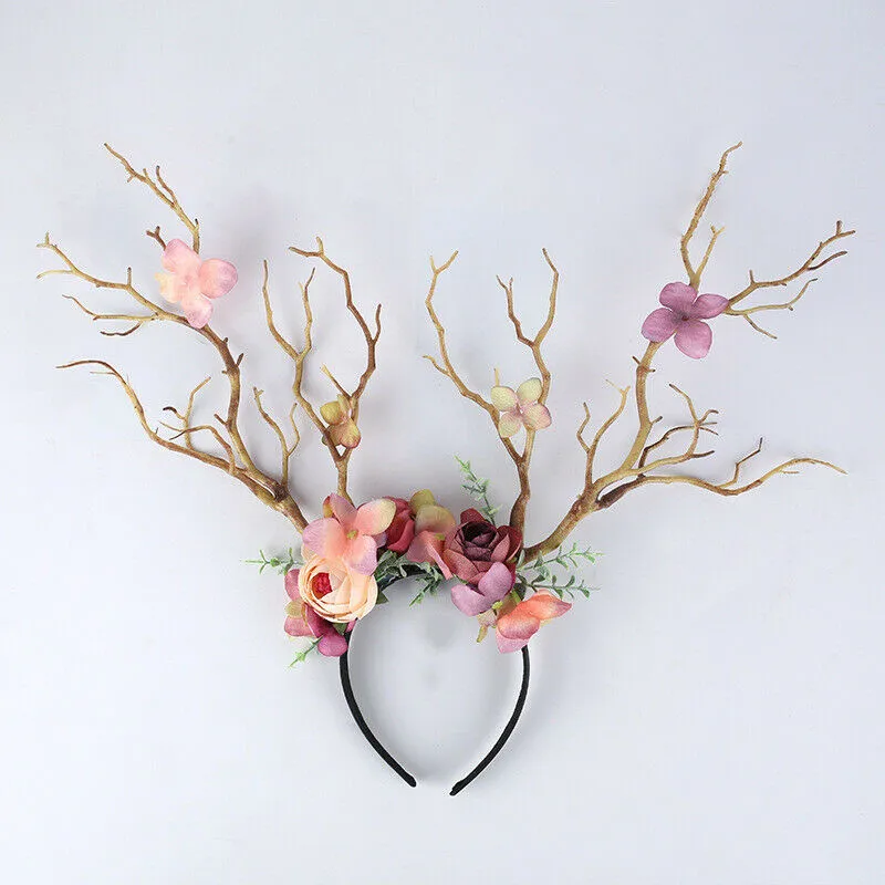 

Christmas Headwear New Female Branch Flowers Fashion Elk Pattern Hairwear Xmas Festival Party Head Accessories Ladies' Props Hot