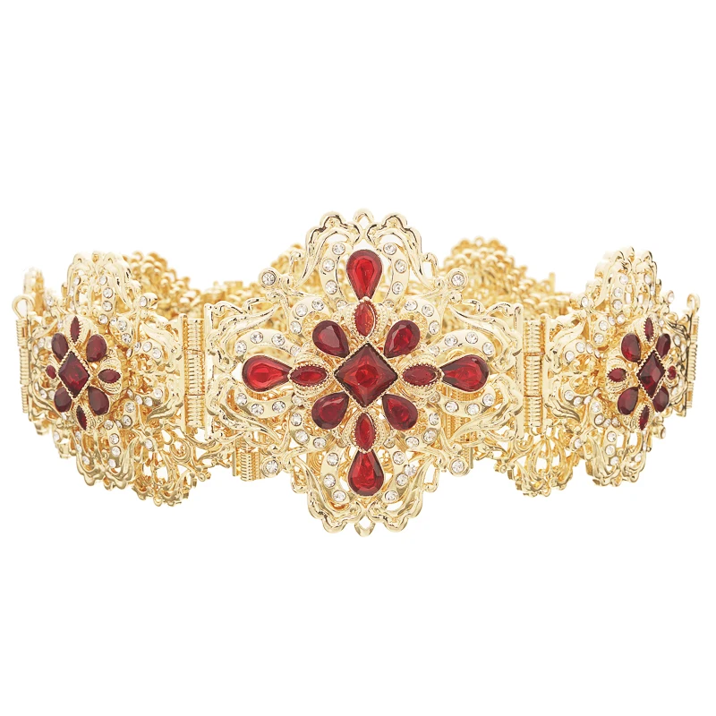 Moroccan style royal hollowed-out rhinestone belt wedding decoration metal waist chain