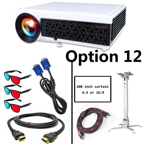 Option 12 Светодиодный проектор 5500 лм Full HD 1080P 3D проектор для домашнего кинотеатра светодиодный 96+ проектор для офиса и бизнеса - Цвет: Option 12