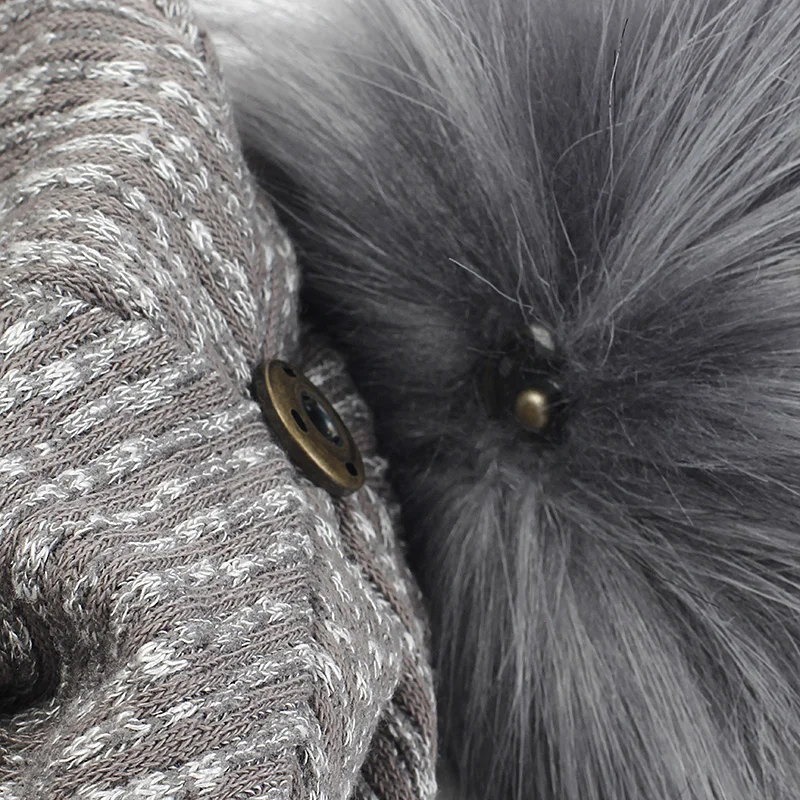 Зимняя шапка унисекс с помпоном из искусственного меха 15 см мужская и женская