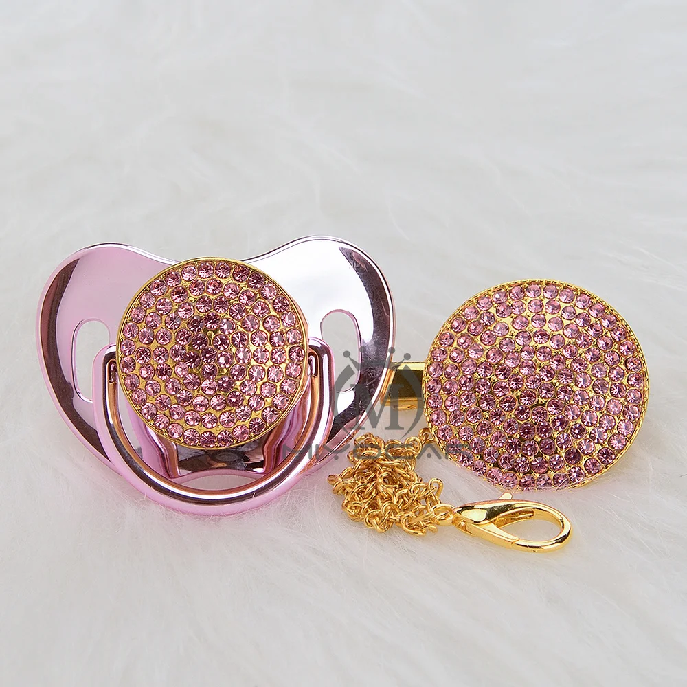 Шикарная золотисто розовая шикарная соска и Соска пустышка с зажимом комплект из