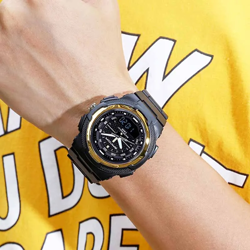 Мужские часы Sanda новые электронные спортивные светящиеся водонепроницаемые