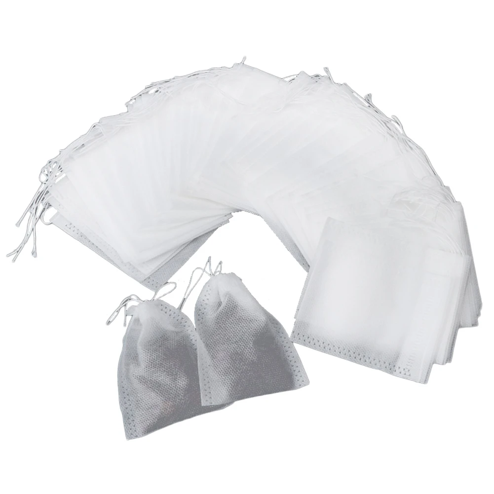 

100Pcs Tea Filter Bags Non-woven Fabric Disposable Empty Tea Bags Loose Leaf Tea Infuser Teabags Food-Grade Drawstring Tea Bags