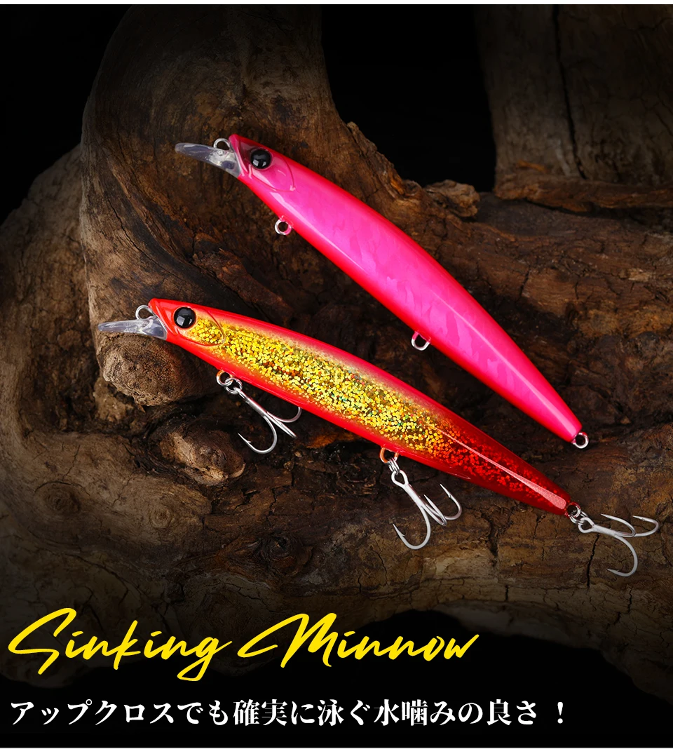 

TSURINOYA 2PCS/Lot Sinking Minnow Fishing Lure 135mm 26.4g BAYONET Ultra Long Casting Saltwater Seabass Hard Bait Tackle