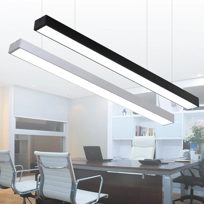 Led Office Pendant Lamp LED Strip Light 60/90/120/150/180cm 72W T5 Rectangular Hanging Line Long Workshop Lights | Лампы и освещение