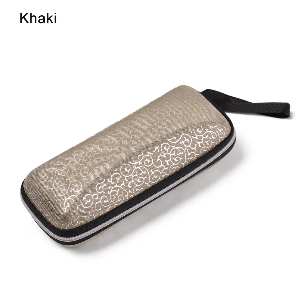 2-khaki Новые унисекс очки коробка Молния полосатые защитные очки защитный чехол портативные контейнеры солнцезащитные очки чехол модный футляр для очков - Цвет: 2-khaki