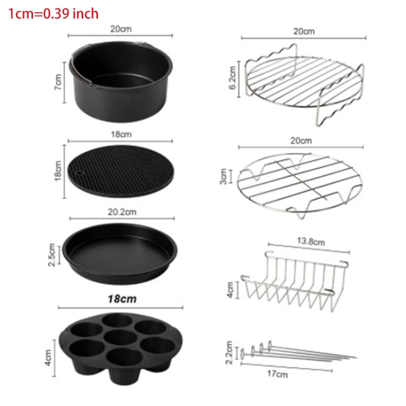 

Air Fryer Accessories 8 Inch 12 Piece for Deep Air Fryer with Silicone Cups