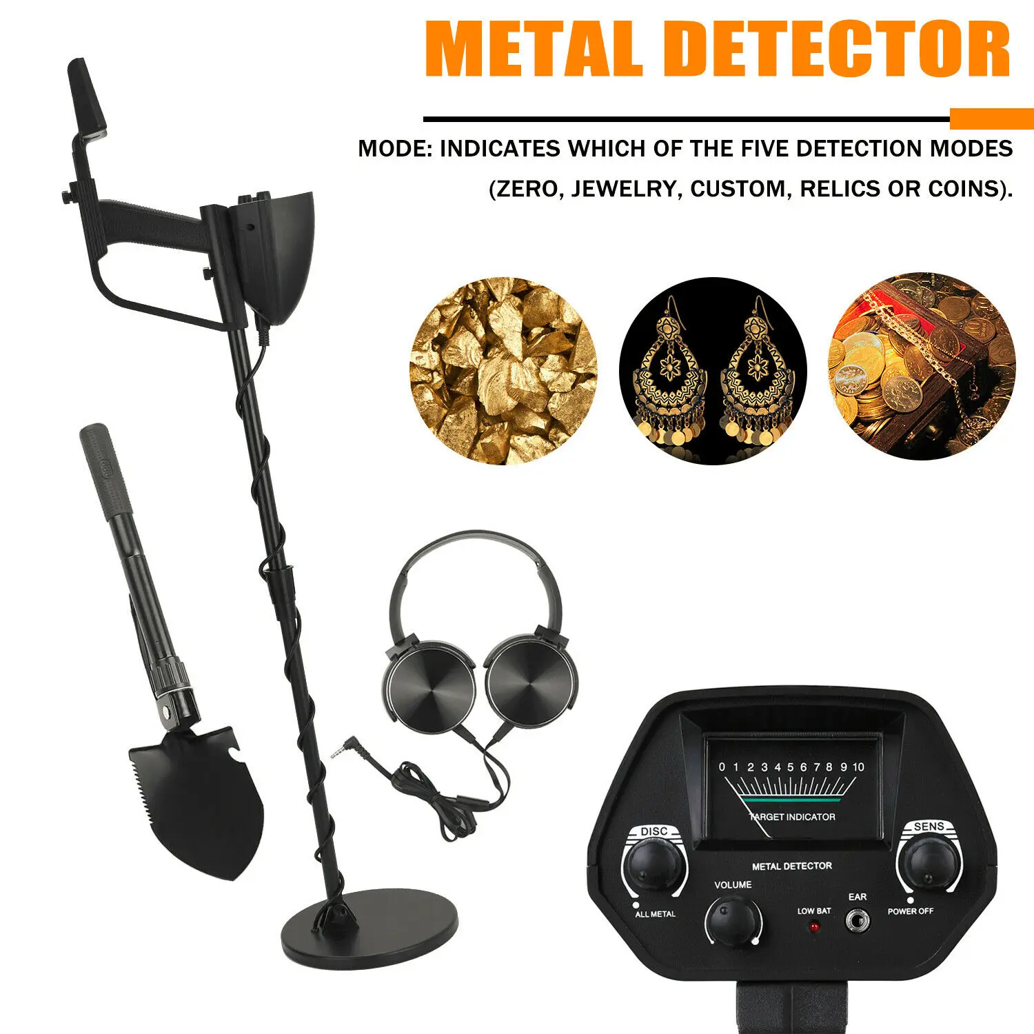 

3 In 1 GTX4030 High Sensitivity Metal Detector Waterproof with Headphone + Shovel B3E0