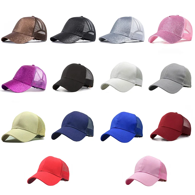 

2021 Ponytail Women's Baseball Cap Women Snapback Mesh Trucker Caps Female Summer Bone Black Adjustable Hip Hop Hats/Cap
