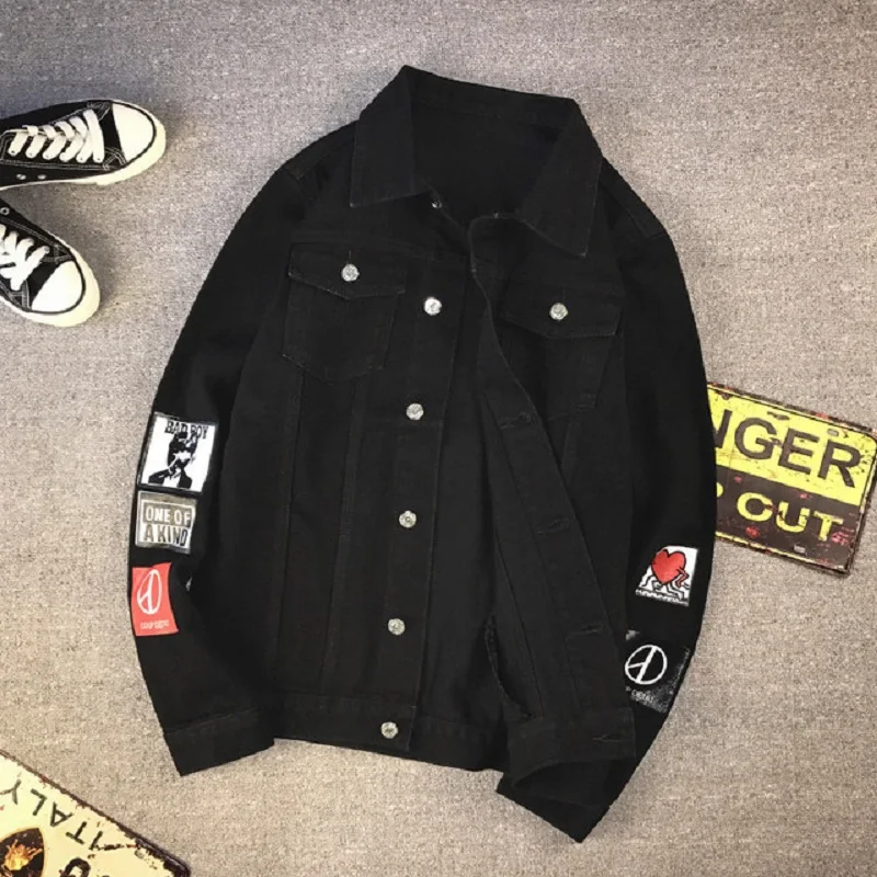 Джинсовая куртка мужская с воротником-стойкой Повседневная Уличная одежда из